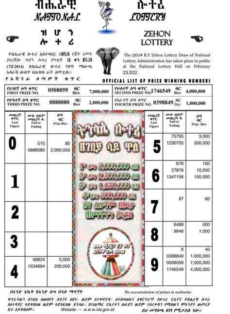 zihon lottery 2016 winning numbers|ዝሆን ሎተሪ የካቲት 16 2014 አሸናፊ ቁጥሮች ተለቋል (ማውጫ) .